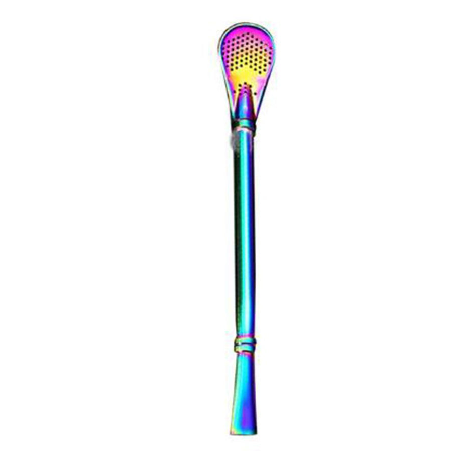 2 in 1 Stainless Steel Straw Spoon Stainless Steel Straw Mate Multifunctional Nontoxic Strainer Spoon
