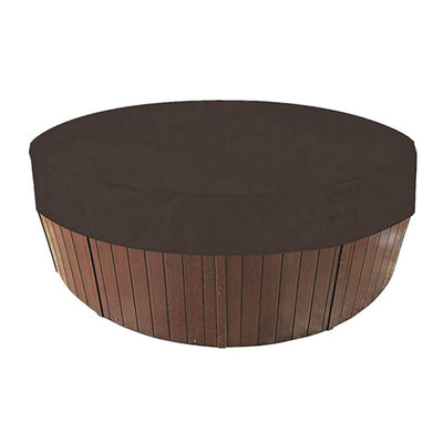 Round Hot Tub Cover Pool Dust Cover Bathtub Drawstring Oxford Cloth Cover for Outdoor Pool Brown