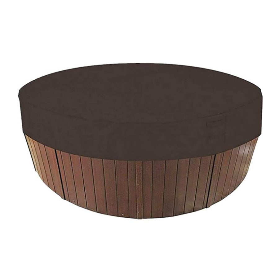 Round Hot Tub Cover Pool Dust Cover Bathtub Drawstring Oxford Cloth Cover for Outdoor Pool Brown