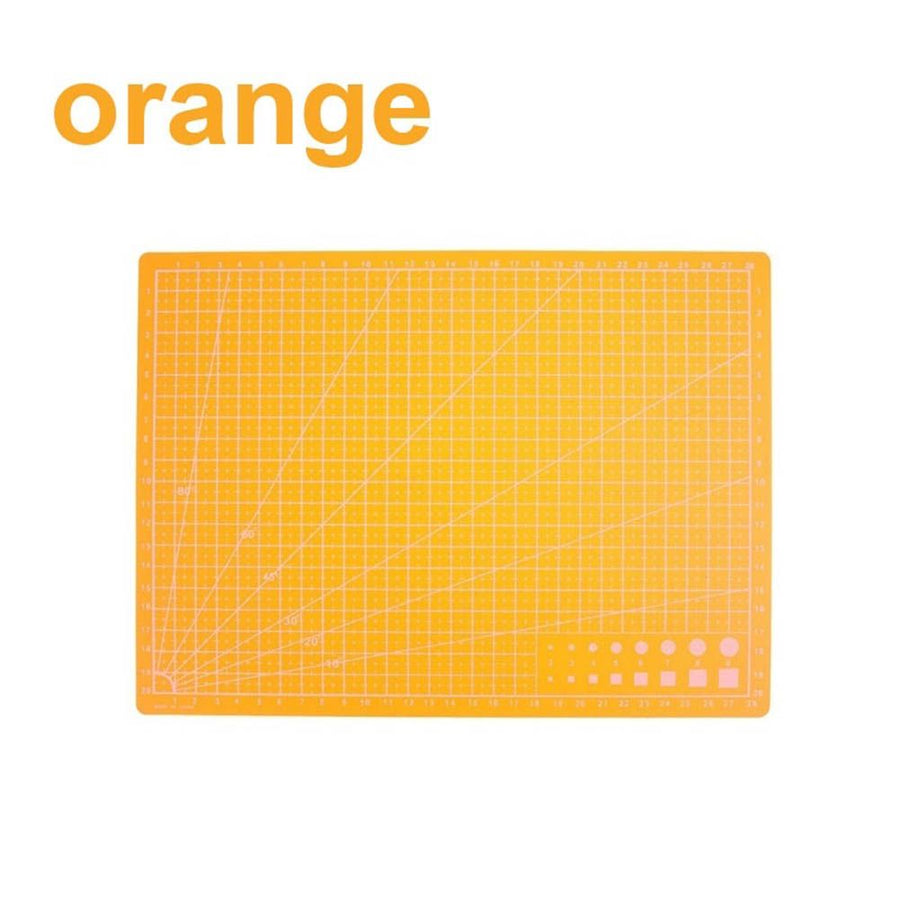 A4 PVC Grid Lines Cutting Board Professional Self Healing Cutting Mat Multipurpose for Quilting Sewing Scrapbooking DIY Craft Orange
