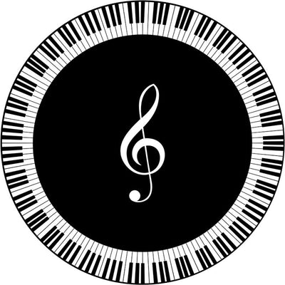 Musical Note Black White Piano Key Printed Round Carpets Area Rugs for Home Living Room Bedroom Floor Decoration