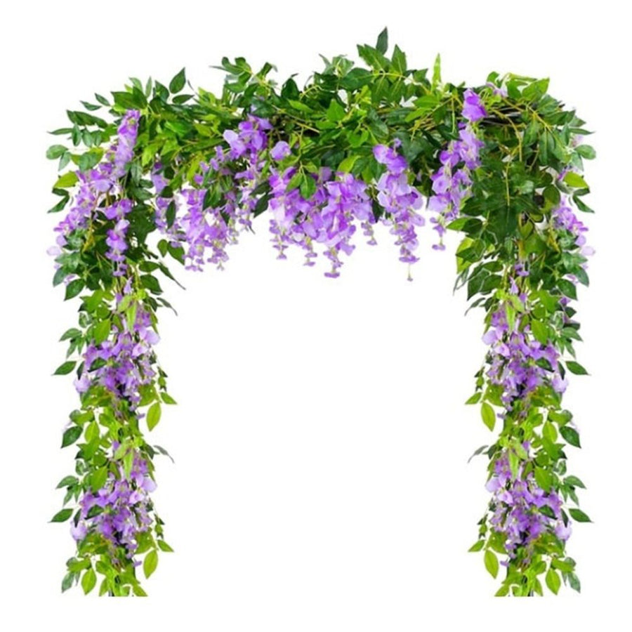 Artificial Flowers Wisteria Garland Vine Simulation Wreath Rattan Hanging Garland for Home Garden Ceremony Wedding Arch Floral Decor