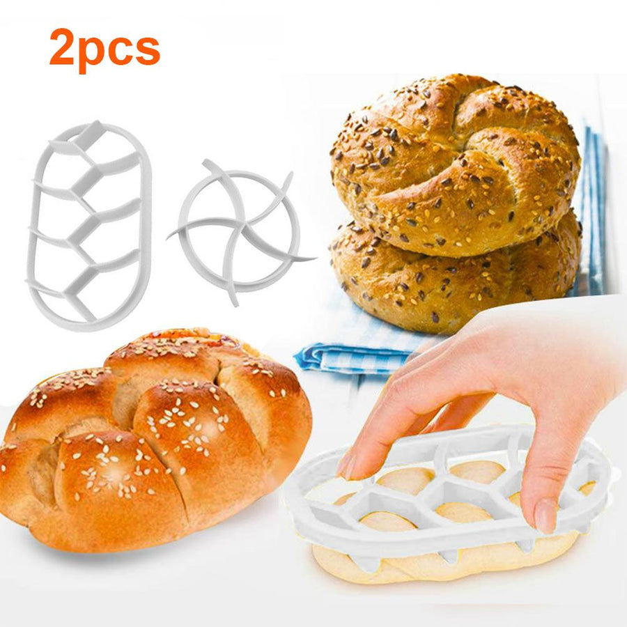 2PCS Dough Press Mold Set Baking Bread Rolls Mold Plastic Pastry Cutters