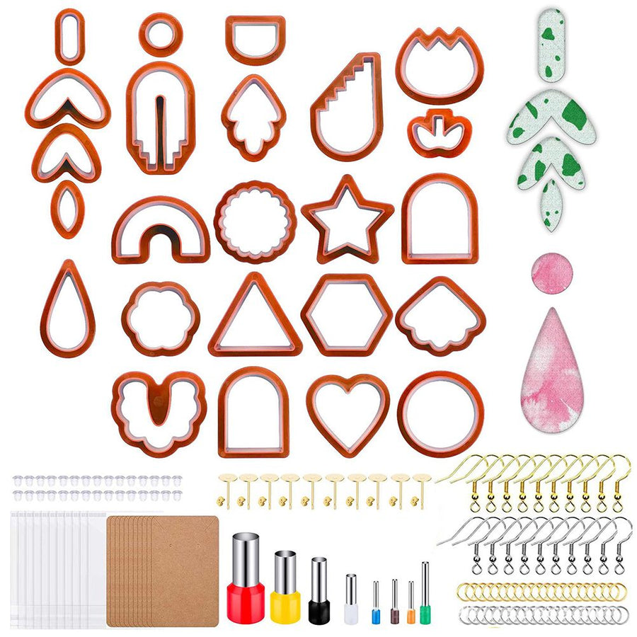 142 Pcs Polymer Clay Cutters Set Clay Earring Cutters with Earrings Accessories for Polymer Clay Jewelry Making