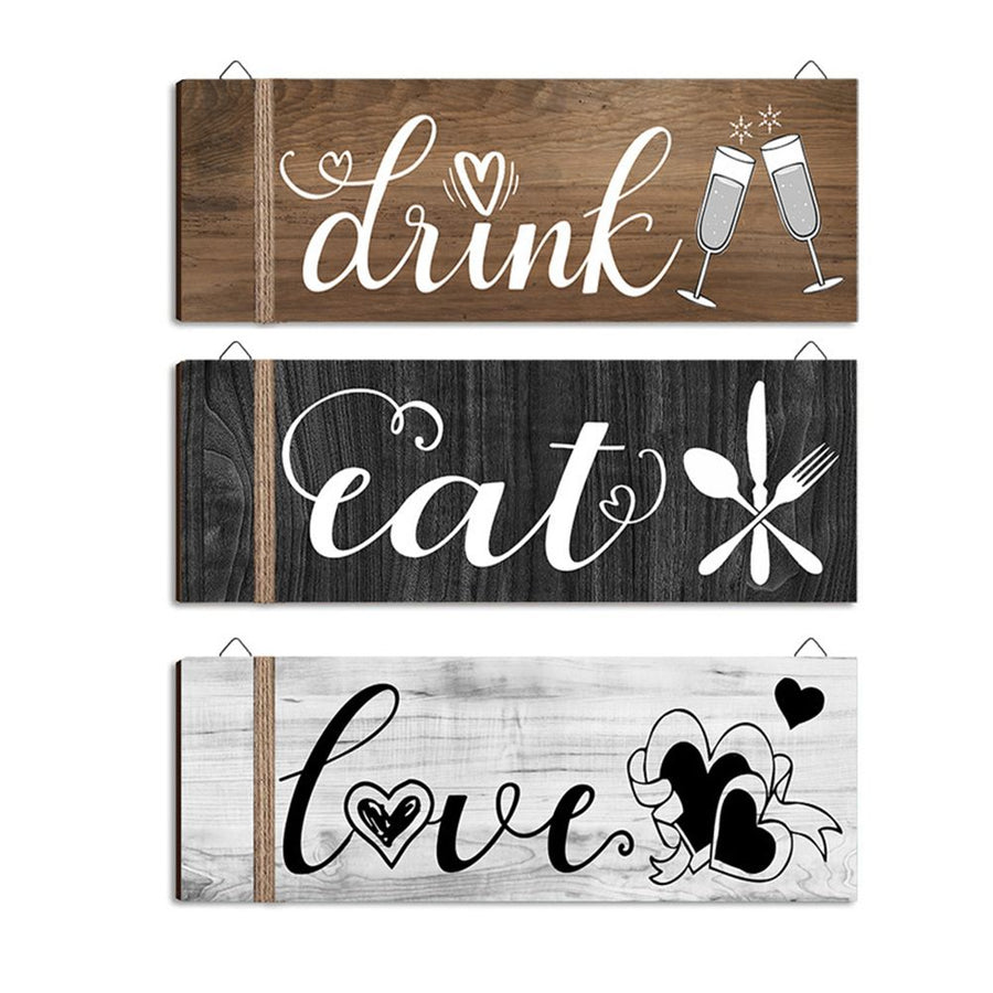 3Pcs Wall Decor Wooden Hanging Wall Sign Wooden Wall Art for Home Kitchen Dining Room Restaurant