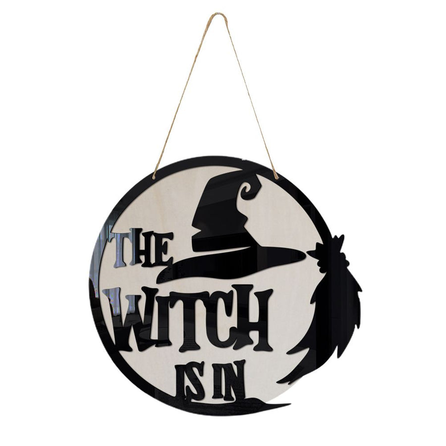 Halloween Door Sign Witch Wooden Hanging Sign for Front Door Wooden Wall Decor for Halloween Home Party Outdoor