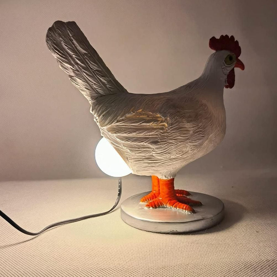 Chicken LED Lamp Resin Lifelike Chicken Laying Egg Night Light Novel Easter Halloween Christmas Bedroom Home Decoration