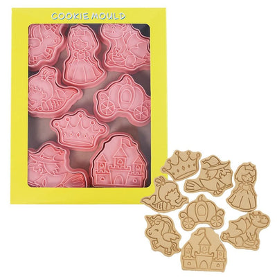 8Pcs 3D Biscuit Cutters Cartoon Dinosaur Fruit Vegetable Birthday Biscuit Mould Baking Mould Hand Press Biscuit Stamp