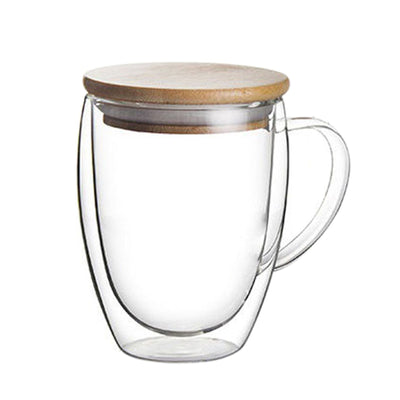 Transparent Double Wall Cup with Lid Thickened Coffee Cup Double Milk Cup