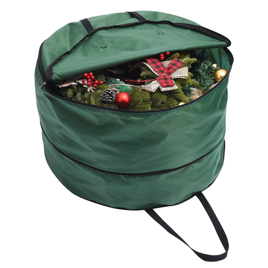 Storage Bag Durable Nylon Waterproof Tearproof Lightweight Portable Dual Zippers Christmas Wreath Storage Bag