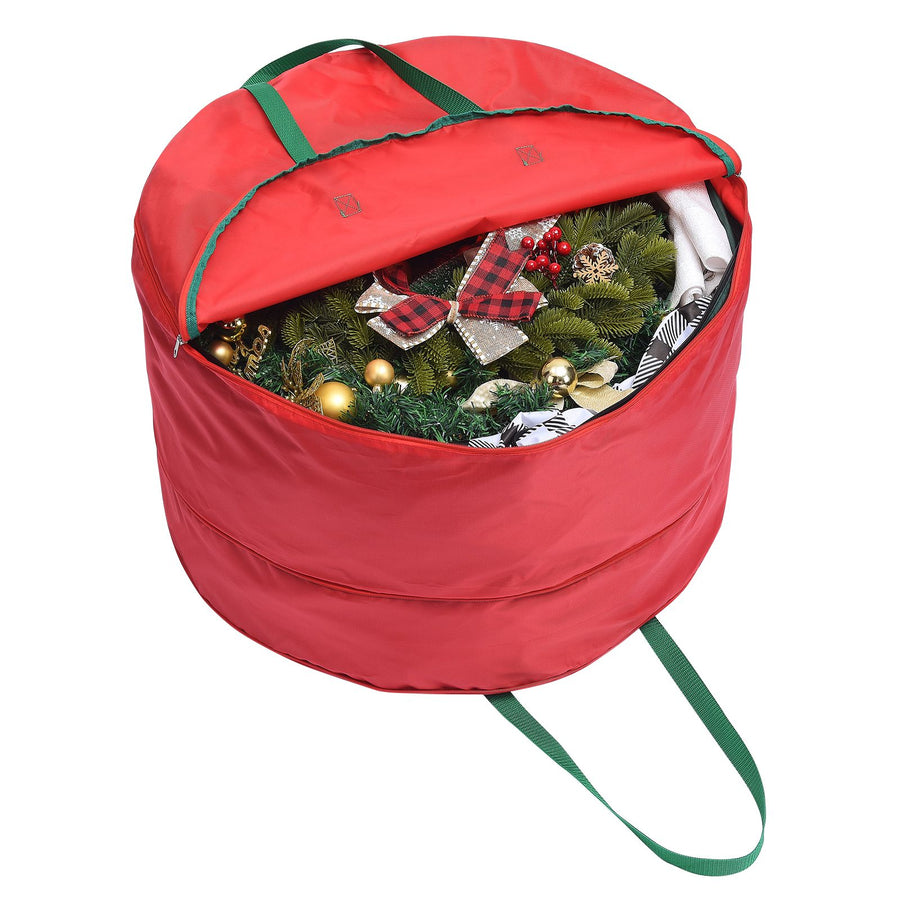 Storage Bag Durable Nylon Waterproof Tearproof Lightweight Portable Dual Zippers Christmas Wreath Storage Bag