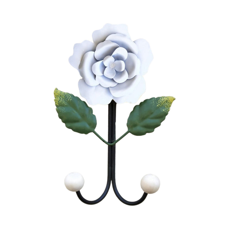 Wrought Iron Rose Flowers Double Hook Small Hook Door Behind Bathroom Kitchen Wall Perforation Free Porch Decoration