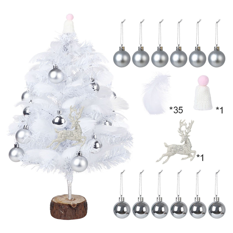 Feather Christmas Tree with Lamp String Artificial Christmas Tree Decoration Simulated Desktop Ornaments for Christmas Home