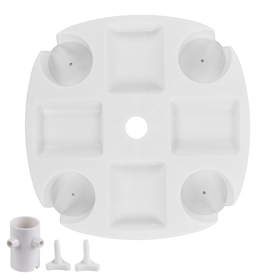 Beach Umbrella Table Tray White Round Umbrella Tray with 4 Cup Holder for Snack Drink