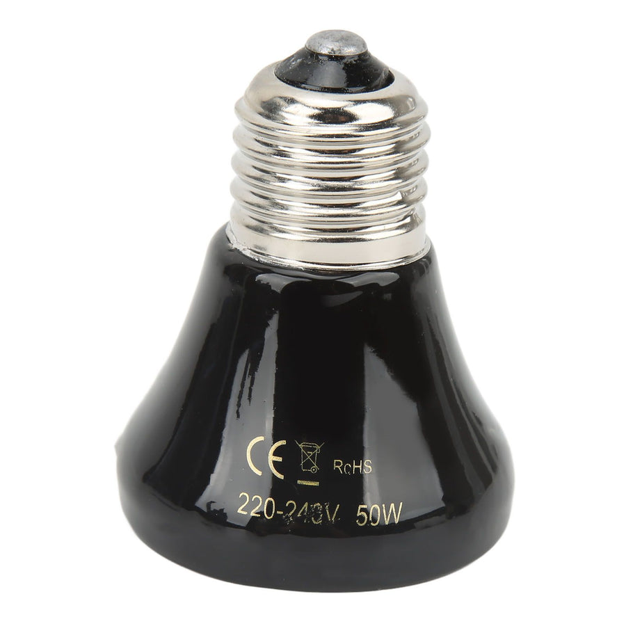 Ceramic Reptile Heat Lamp Bulb Mini Infrared Heat Ceramic Amphibian Heating Lamp for Lizards Reptiles 220V‑240V 50W Black