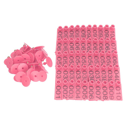 100 Sets Numbered Cattle Ear Tags Accurate Livestock Identification Card for Cow Pig Sheep Pink