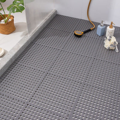10PCS Suction Cup Floor Mats Anti Slip Plastic Mosaic Bath Mat for Kitchen Bathroom Grey