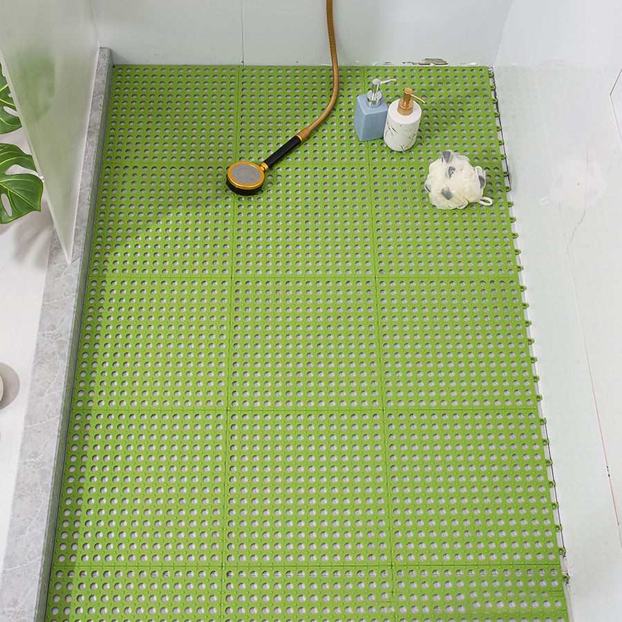 10PCS Suction Cup Floor Mats Anti Slip Plastic Mosaic Bath Mat for Kitchen Bathroom Green