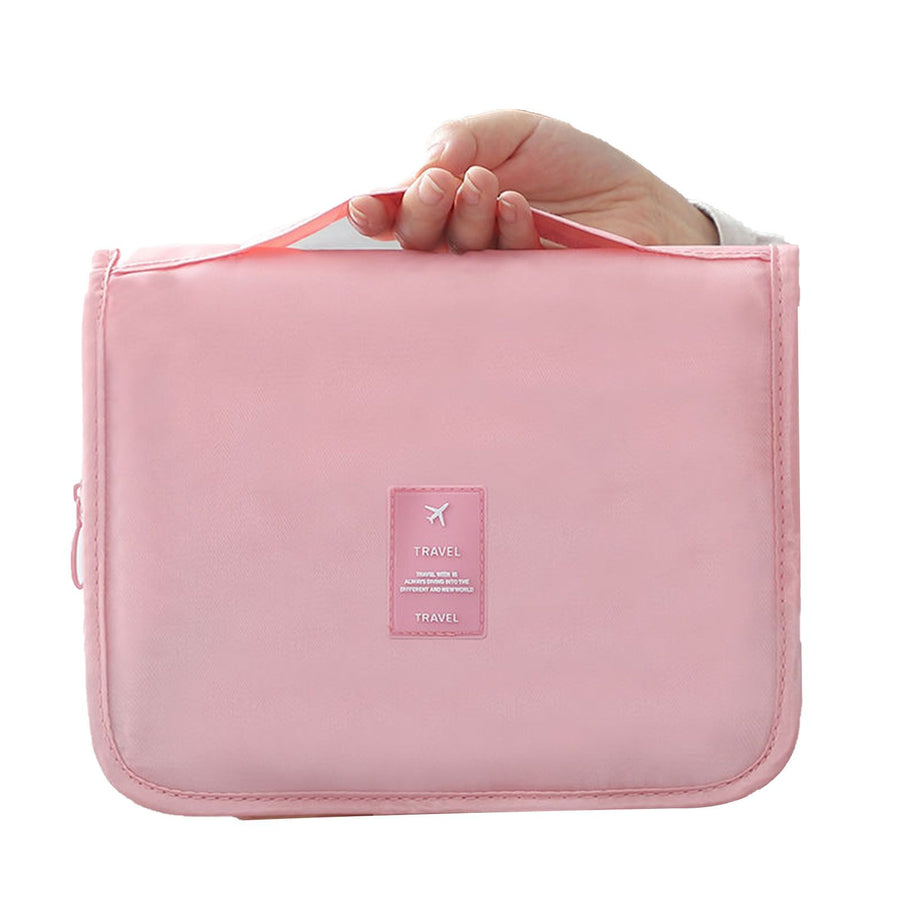 Cosmetic Bag Small Portable Makeup Bag Zippered High Capacity Toiletry Bag Travel Washing Bag Makeup Pouch Fashion Korean Style Storage Bag Pink