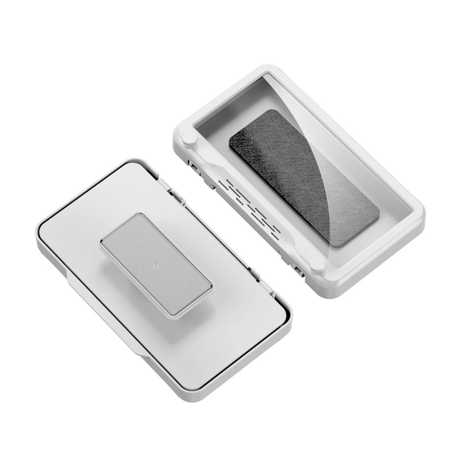 Waterproof Cell Phone Case Shower Phone Holder Wall Hanging Free Punch 360 Degree Rotation Touch Screen For Bathroom Kitchen White