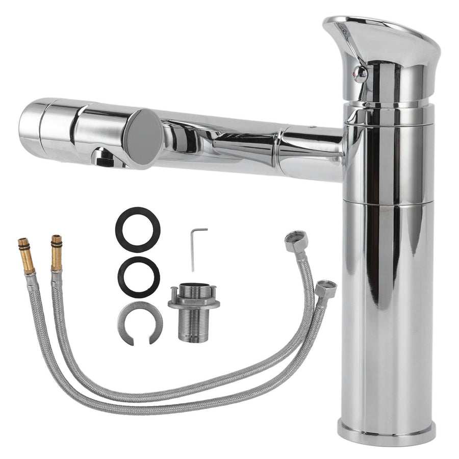 Universal Basin Faucet with Hose Metal Single Hole Sink Tap for Kitchen Bathroom G1/2 Thread