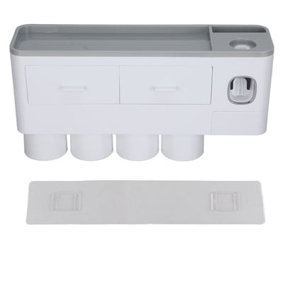 Hanging Magnetic Toothbrush Holder Set with Toothpaste Dispenser Squeezer Toiletry Drawer Holder for Bathroom