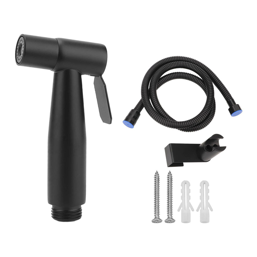 Black 304 Stainless Steel Handheld Pressurized Sprayer with 1.2m Hose and Wall Hook for Toilet Bidet G1/2 Male and Female Thread