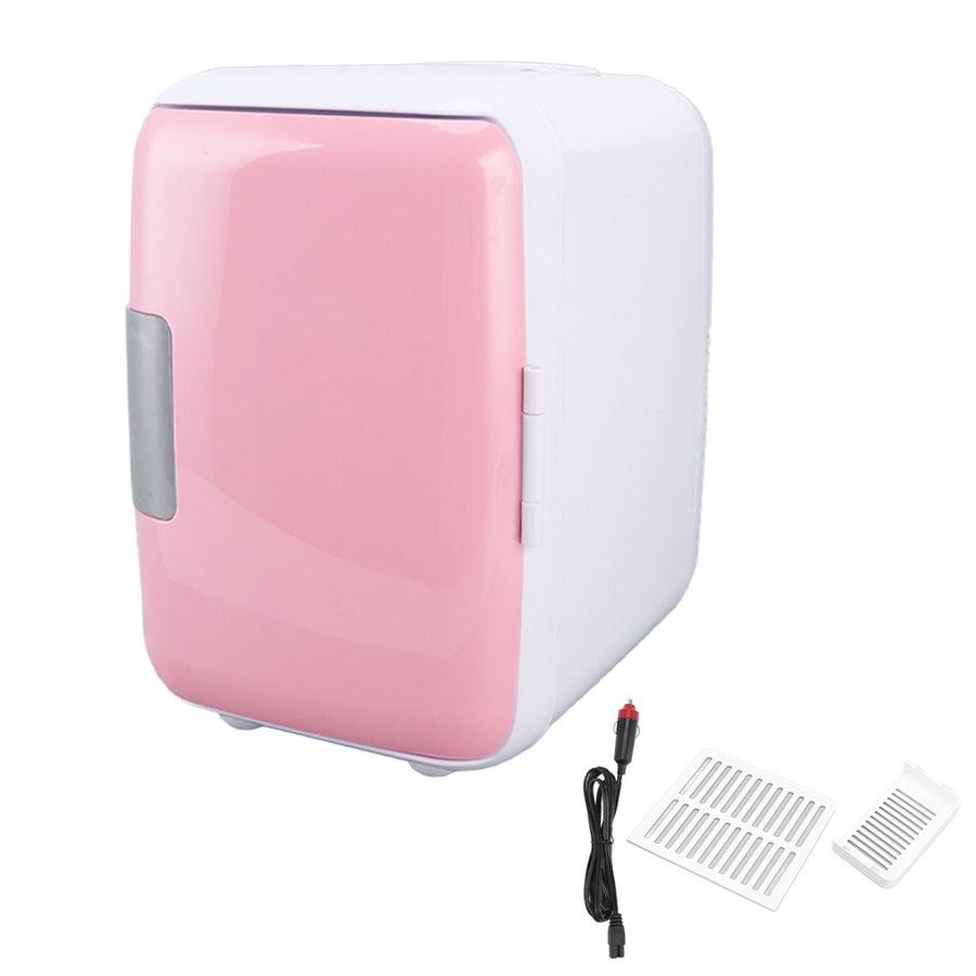Car Fridge 4 Liters Durable ABS Cosmetic Storage Detachable Partition Portable Mini Fridge for Food Cosmetic Car Pink