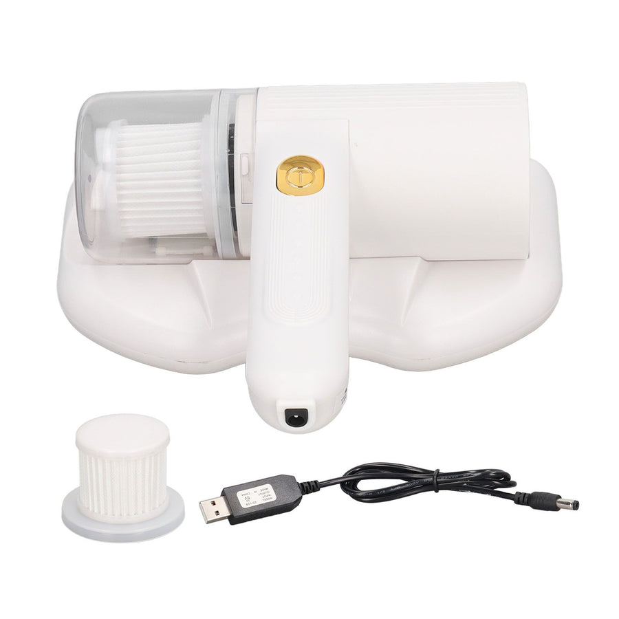 Mattress Vacuum Cleaner Purple Light USB Charging Cordless Mite Vacuum Cleaner with 20Kpa Suction Electric Mite Remover White