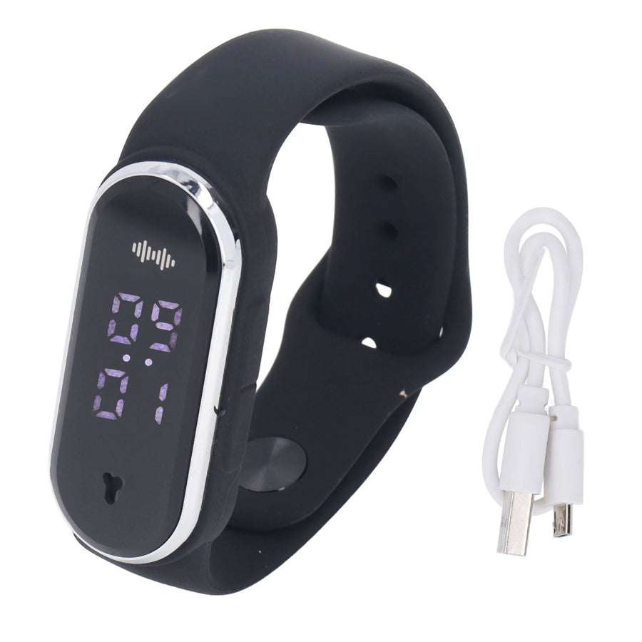 Anti Mosquito Bracelet Watch Silica Gel USB Rechargeable Ultrasonic Mosquito Repellent Bracelet for Outdoor Black