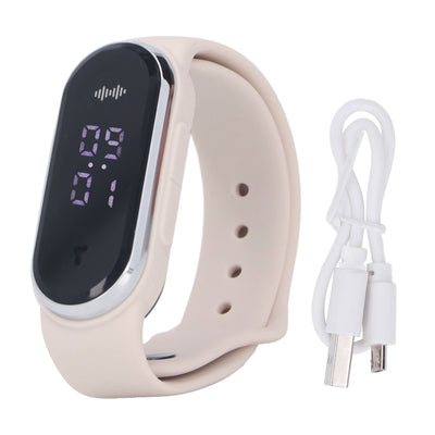 Anti Mosquito Bracelet Watch Silica Gel USB Rechargeable Ultrasonic Mosquito Repellent Bracelet for Outdoor White