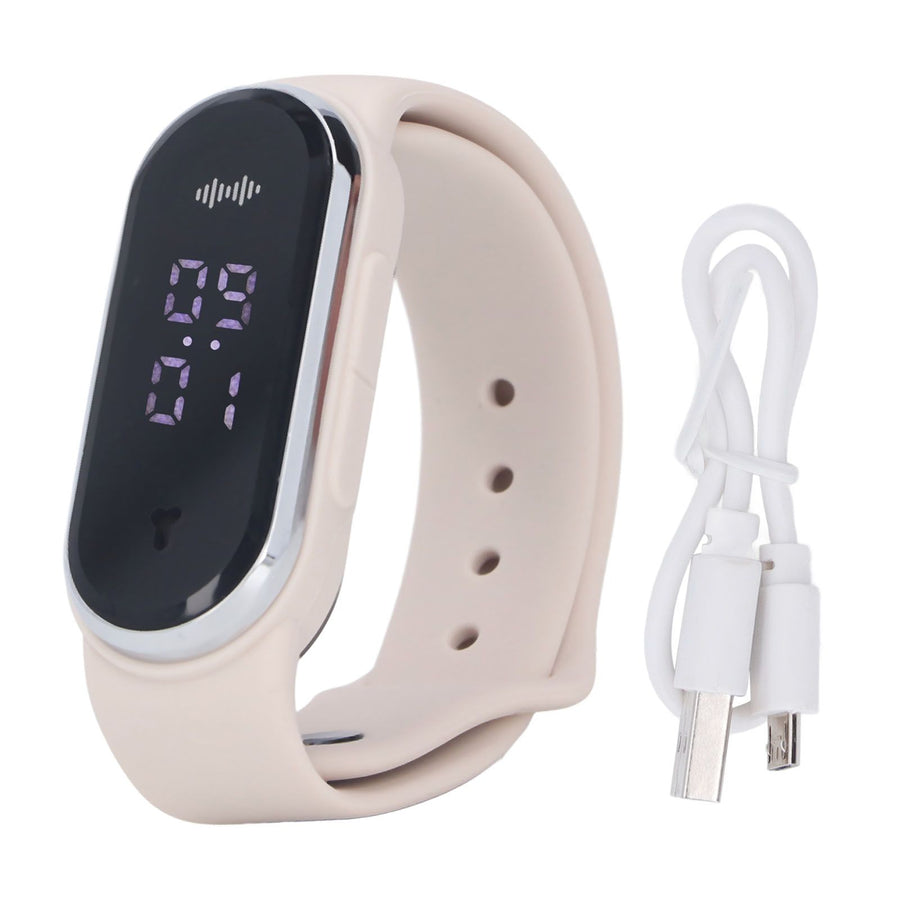 Anti Mosquito Bracelet Watch Silica Gel USB Rechargeable Ultrasonic Mosquito Repellent Bracelet for Outdoor White