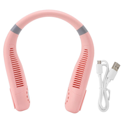 Bladeless Neck Fan Breathing Light 2400mah Rechargeable Hands Free Mini Neck Fan for Outdoor Travel Pink