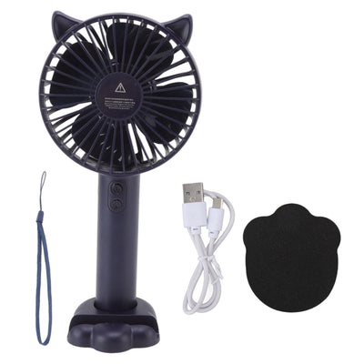 Hand Held Fan Portable USB Rechargeable Cute 3 Speed Wind Regulable ABS PC Battery Operated Fan for Travel Dark Blue