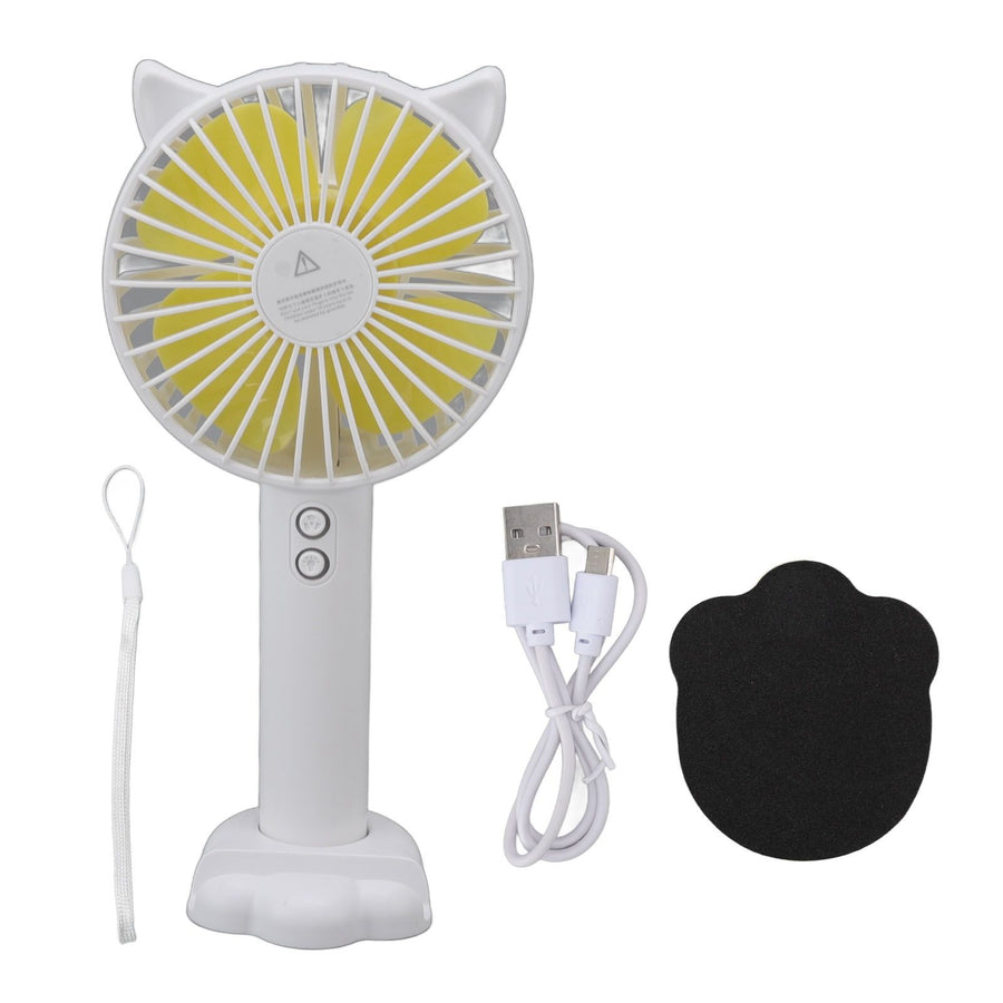 Hand Held Fan Portable USB Rechargeable Cute 3 Speed Wind Regulable ABS PC Battery Operated Fan for Travel White