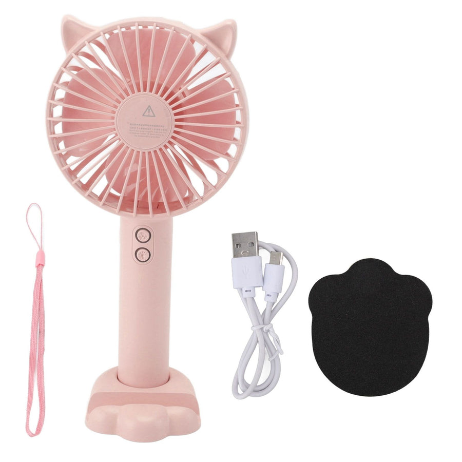 Hand Held Fan Portable USB Rechargeable Cute 3 Speed Wind Regulable ABS PC Battery Operated Fan for Travel Pink