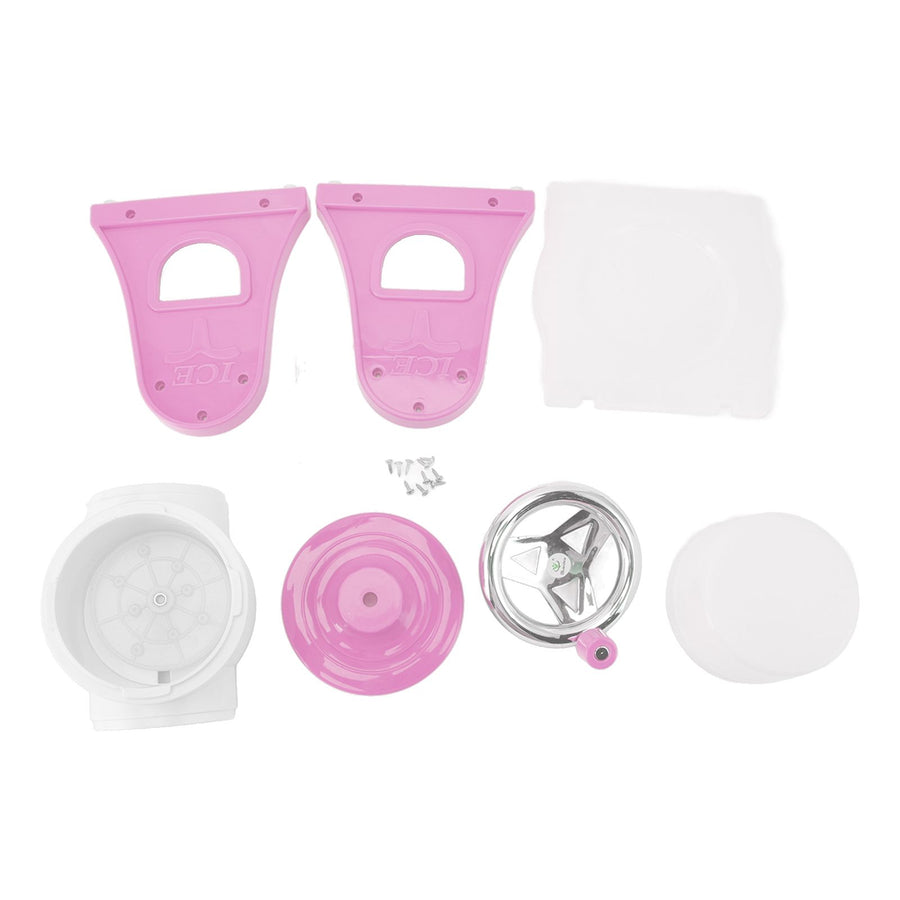 Hand Crank Shaved Ice Machine Stainless Steel Blades Safe Portable Ice Crusher for Home Restaurants Cafes Food Stalls Pink