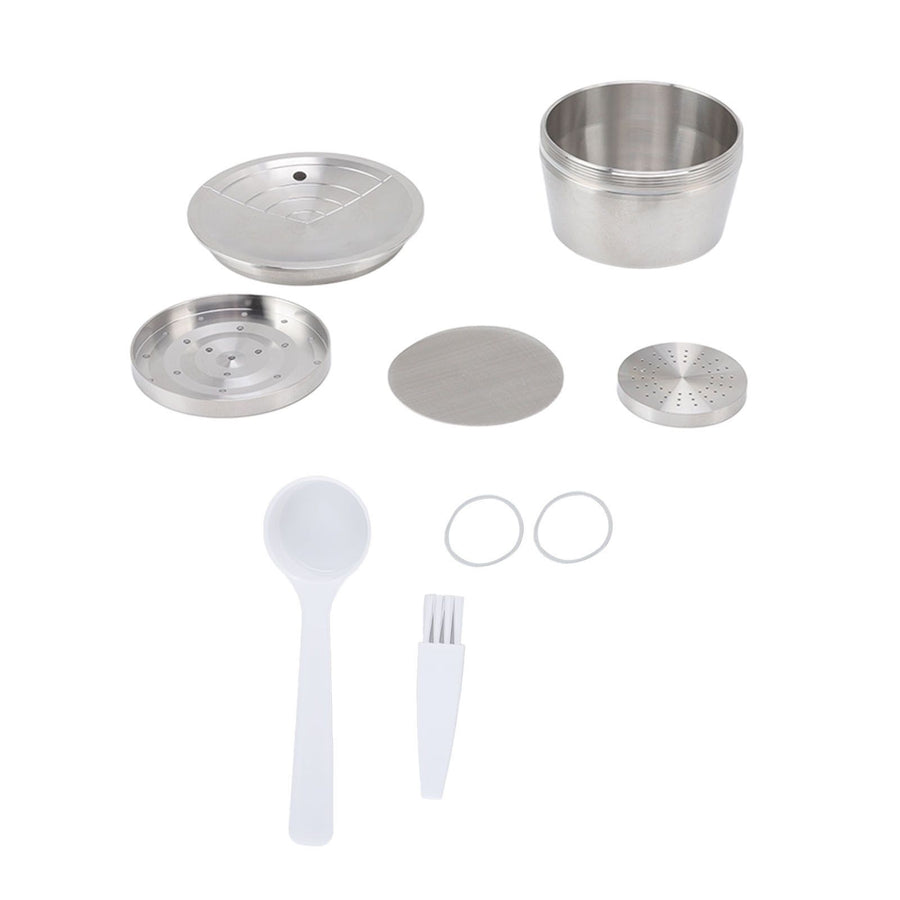 Stainless Steel Coffee Capsule Kit Reusable Filter Gasket Brush Spoon Powder Pressing Plate for EDG DG325
