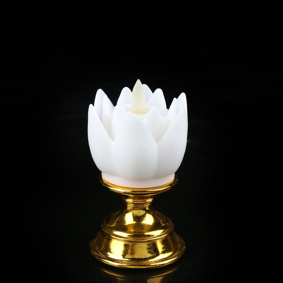 LED Lotus Lamp Colorful LED Soft Natural Light Lifelike Safe Odorless Durable Buddha Lamp for Bedroom Office Living Room White
