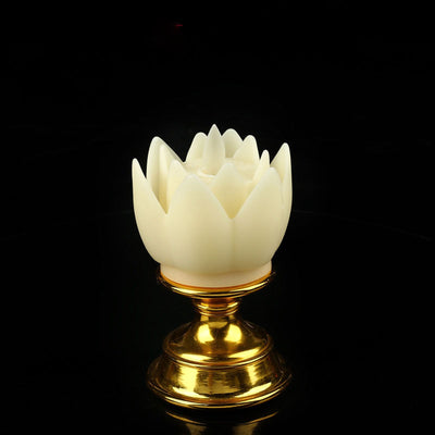 LED Lotus Lamp Colorful LED Soft Natural Light Lifelike Safe Odorless Durable Buddha Lamp for Bedroom Office Living Room Beige