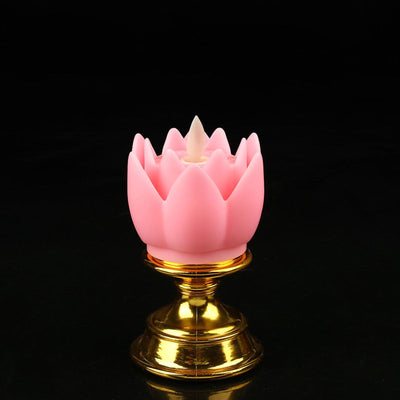 LED Lotus Lamp Colorful LED Soft Natural Light Lifelike Safe Odorless Durable Buddha Lamp for Bedroom Office Living Room Pink