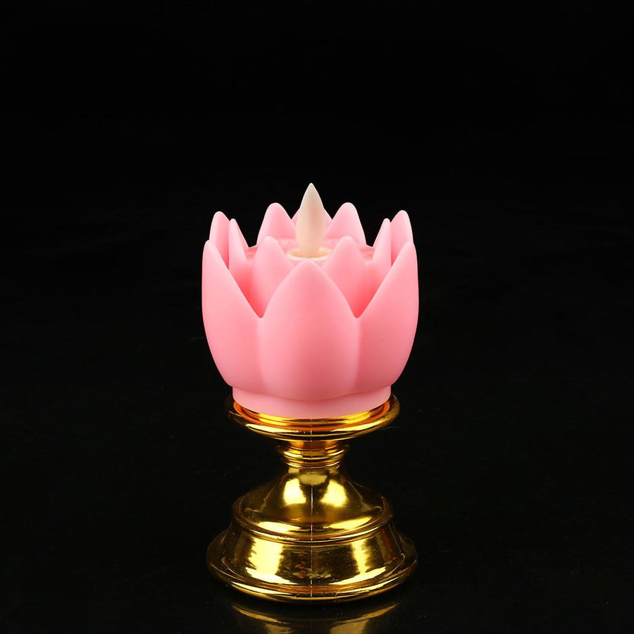 LED Lotus Lamp Colorful LED Soft Natural Light Lifelike Safe Odorless Durable Buddha Lamp for Bedroom Office Living Room Pink