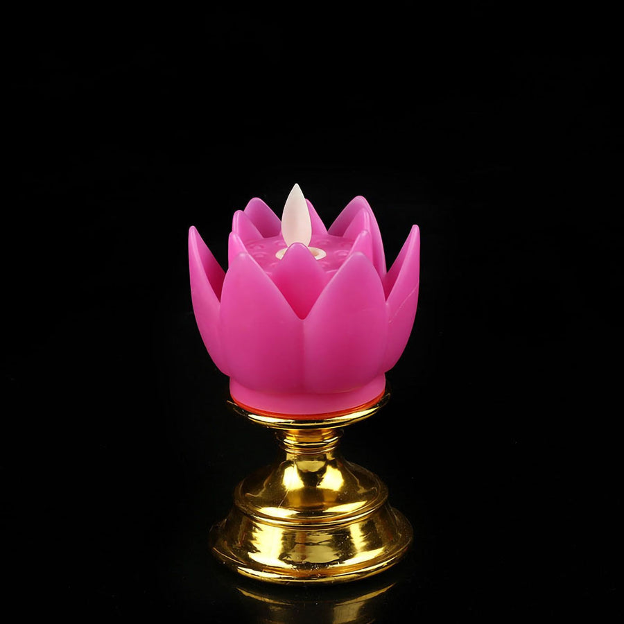LED Lotus Lamp Colorful LED Soft Natural Light Lifelike Safe Odorless Durable Buddha Lamp for Bedroom Office Living Room Purple