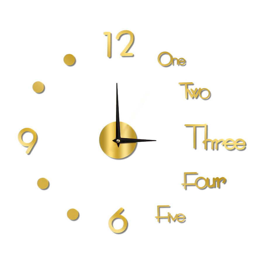 Night Light Wall Clock Frameless Decorative Luminous Silent Clock for Living Room Bedroom Gold Medium 90cm/35.43in