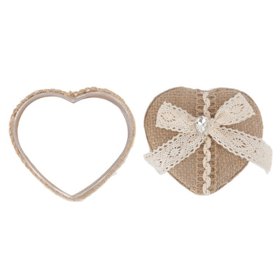 Heart Shaped Ring Gift Box Linen Trim Knitted Sweet Decoration for Jewelry Brooch Earrings Type 2
