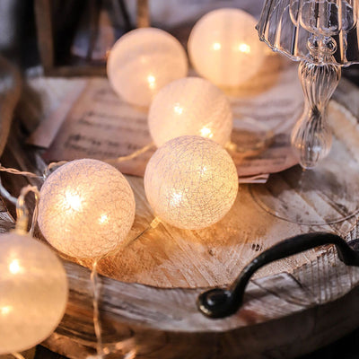 Coloured Lights LED Plastic Ball Christmas New Year Flashing String Light for Decoration Pure White 2 Meter 10LED Battery Type