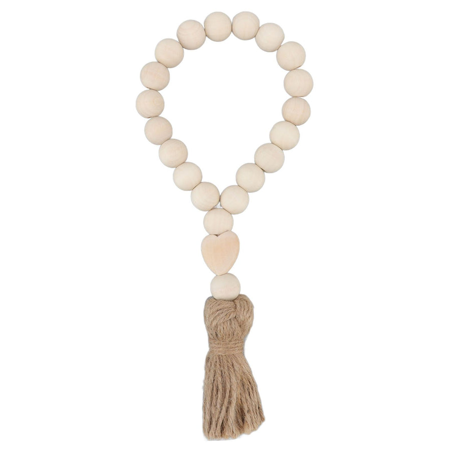 Farmhouse Beads Natural Hand Made DIY Multipurpose Wood Beads Garland with Tassels for Farmhouse Boho Country Decor