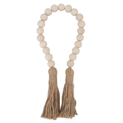 Natural Wood Bead Garland Hand Made Wall Hanging Bead Decoration with Tassels for Gifts Ornaments