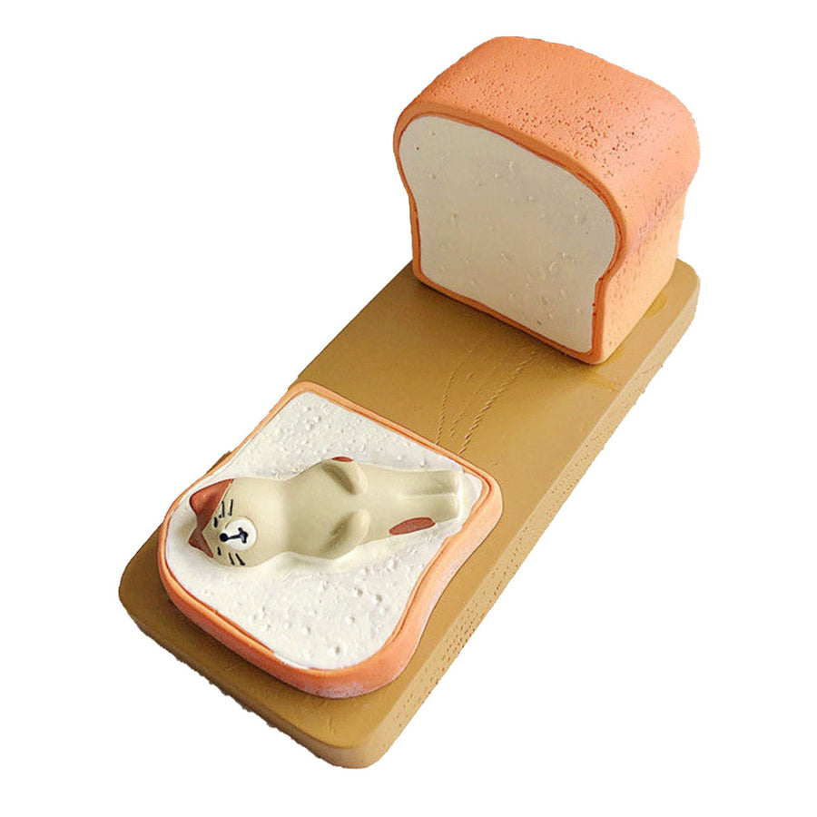 Toast Tablet Stand Holder Resin Cute Fun Desktop Cell Phone Stand Holder for Watching Dramas Square Toast Cat Holder