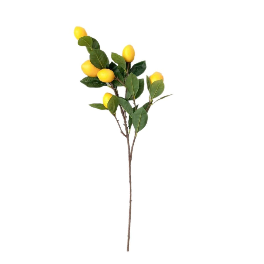 Artificial Lemon Branch 65cm Yellow Lemon Long Branches Leaves Green Plant for Living Room Model Room Decoration